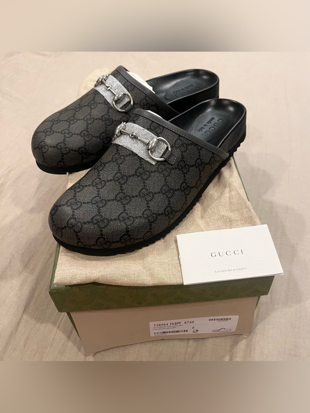 $990 Gucci GG Monogram Supreme Canvas Mule with Horsebit - Picture 2 of 15